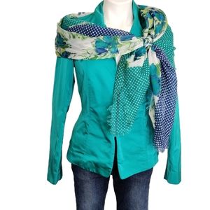 Nordstrom Floral Polka Dot Raw Hem Fringed Semi Sheer Blanket Scarf EUC
